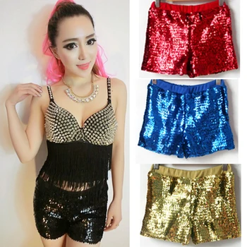 

Stage costumes jazz singer nightclub shorts ultra-wide range of child personality shine sequins ds performances shorts
