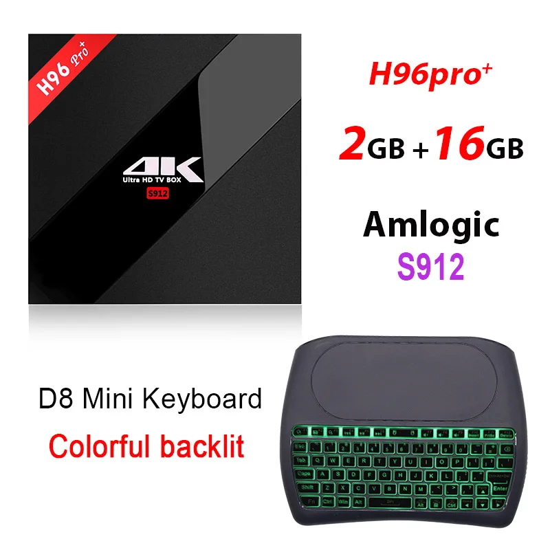 H96 PRO+ плюс Смарт ТВ приставка Amlogic S912 Восьмиядерный 2 ГБ/16 ГБ 3 ГБ/32 ГБ Android 7,1 Bluetooth 4,1 ТВ приставка Wifi HDMI - Цвет: 2G 16G D8 Air Mouse