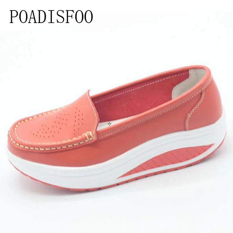 preço Couro genuíno Real Photo Moda das Mulheres Cunhas Sapatos Casuais Chinelos Sapatos de Plataforma Das Mulheres Da Cópia Da Flor Plus Size. SPP 8102