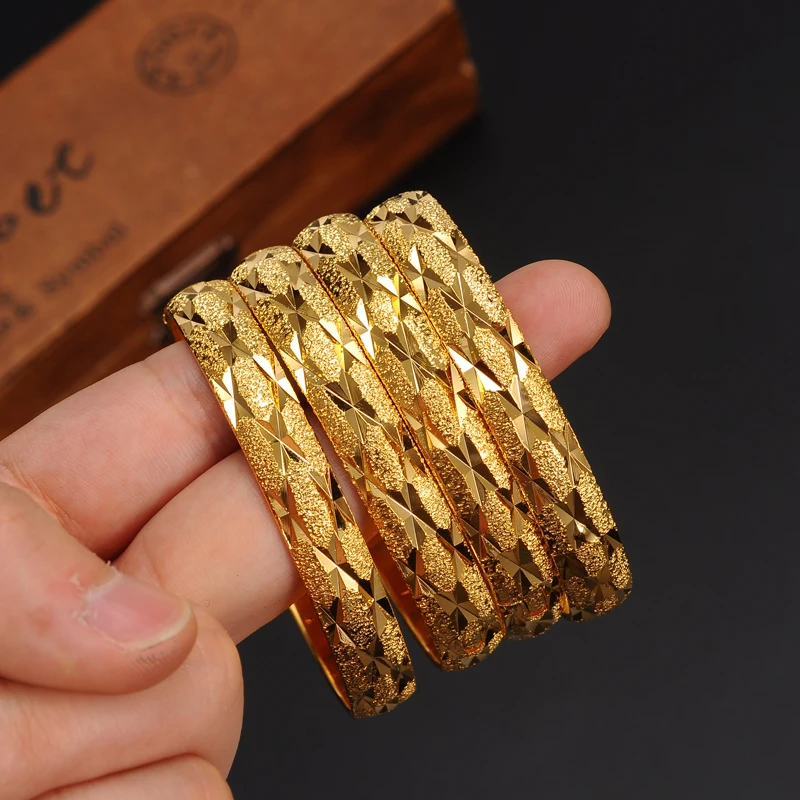 

Bangrui (1 Pieces Can Open) Fashion Dubai Bangle Jewelry Gold Color Dubai Bracelet for Men/Women Africa Arab Items Price For On