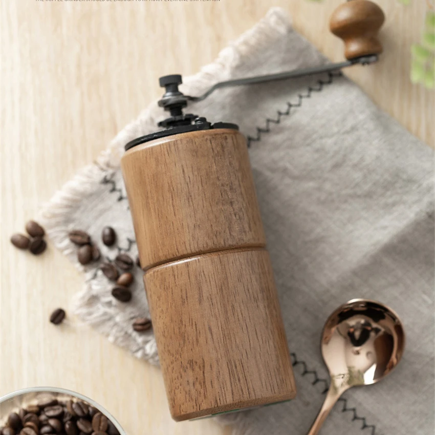  Rubber Wood Coffee Grinder Mini Hand Manual Handmade Coffee Bean Burr Grinders Mill Kitchen Tool Cr - 33000694717