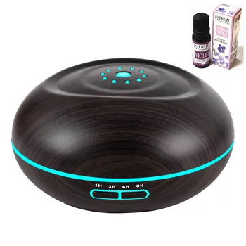 

Aroma Essential Oil Diffuser Wood Grain Cool Mist Humidifier for Office Home Study Yoga Spa 7 Color Lights Dark Brown Lavender