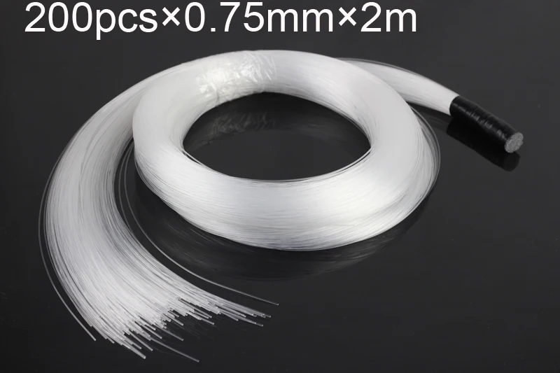 0.75mmX200pcsX2Meters PMMA пластиковая оптоволоконная оптика для всех типов светодиодных