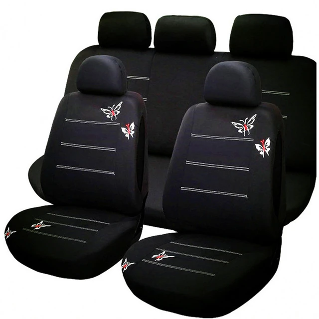 Classic New Cotton cloth Set Car Seat Covers for Front Seat Black Color -