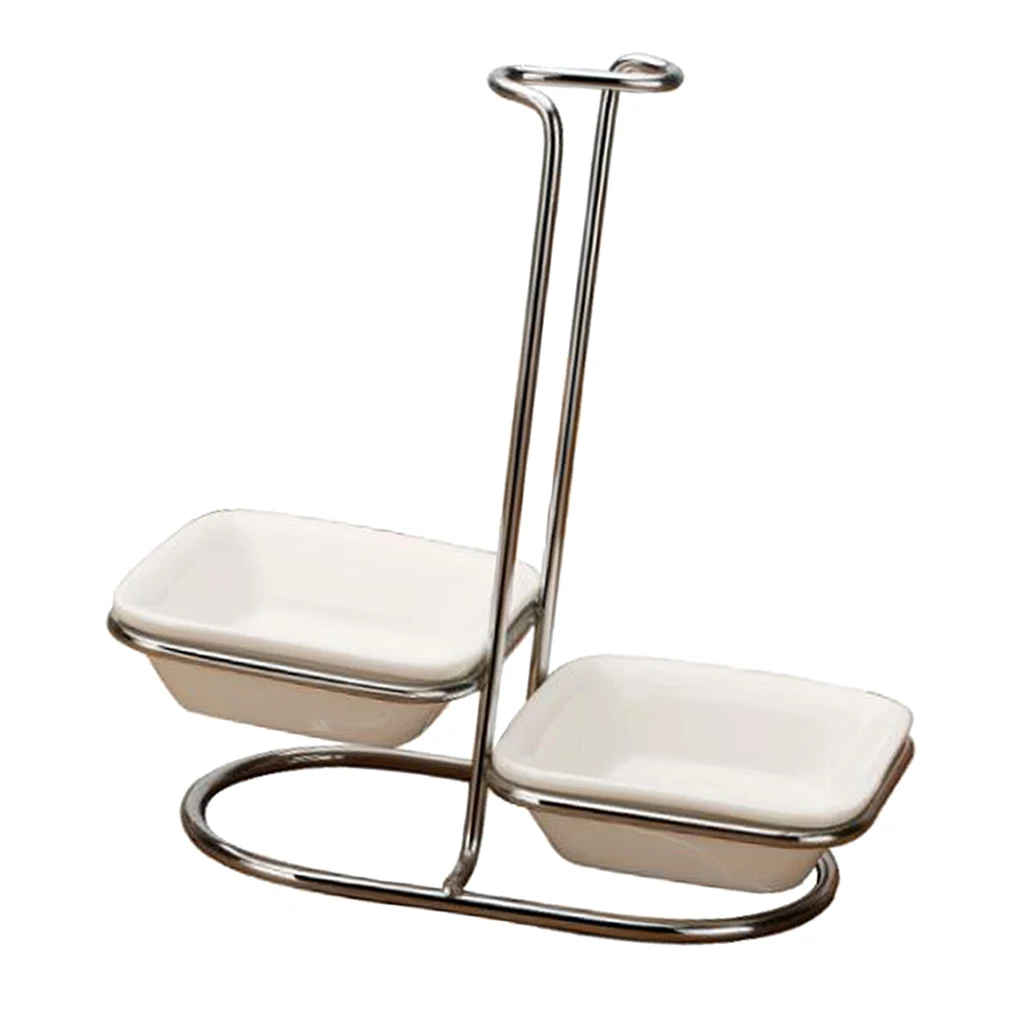 Modern Round Ceramic Bowl Ladle Stainless Steel Spoon Rest Holder with Polished Pot Clips Vertical Design Rack Kitchen Gadgets