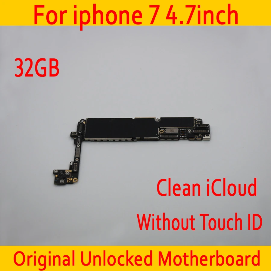 

32GB For iphone 7 4.7inch Motherboard without Touch ID Original unlocked for iphone 7 Logic board with Full Chips Full Function