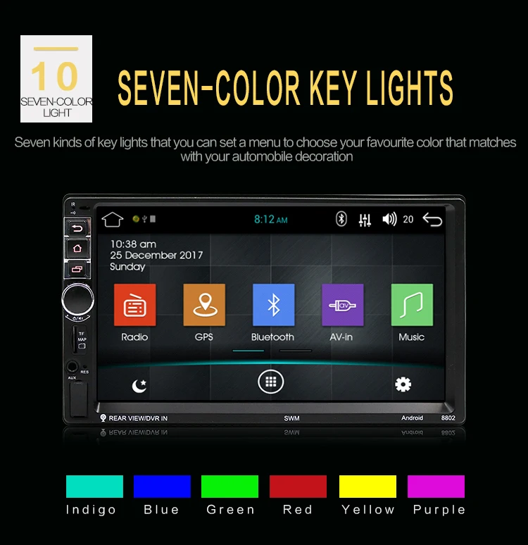 SWM 8802 2 Din автомагнитола " сенсорный экран Android 7,1 автомобильный MP5 плеер gps Bluetooth навигация WiFi 3g USB FM HD видео мультимедийный плеер