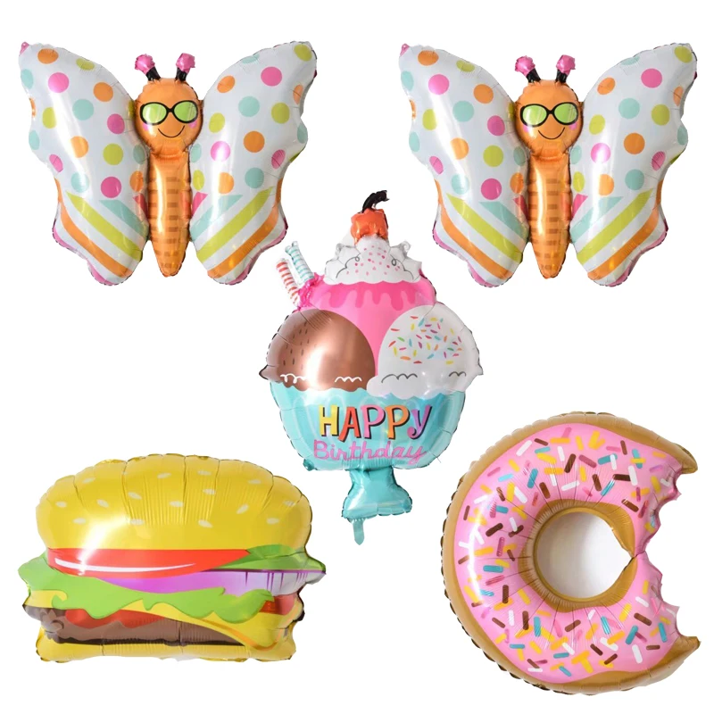 

Hamburger Foil Balloons Birthday Party Decorations Kids Doughnut Globos Inflatable Toys Air Balloons Party Supplies Baby Shower