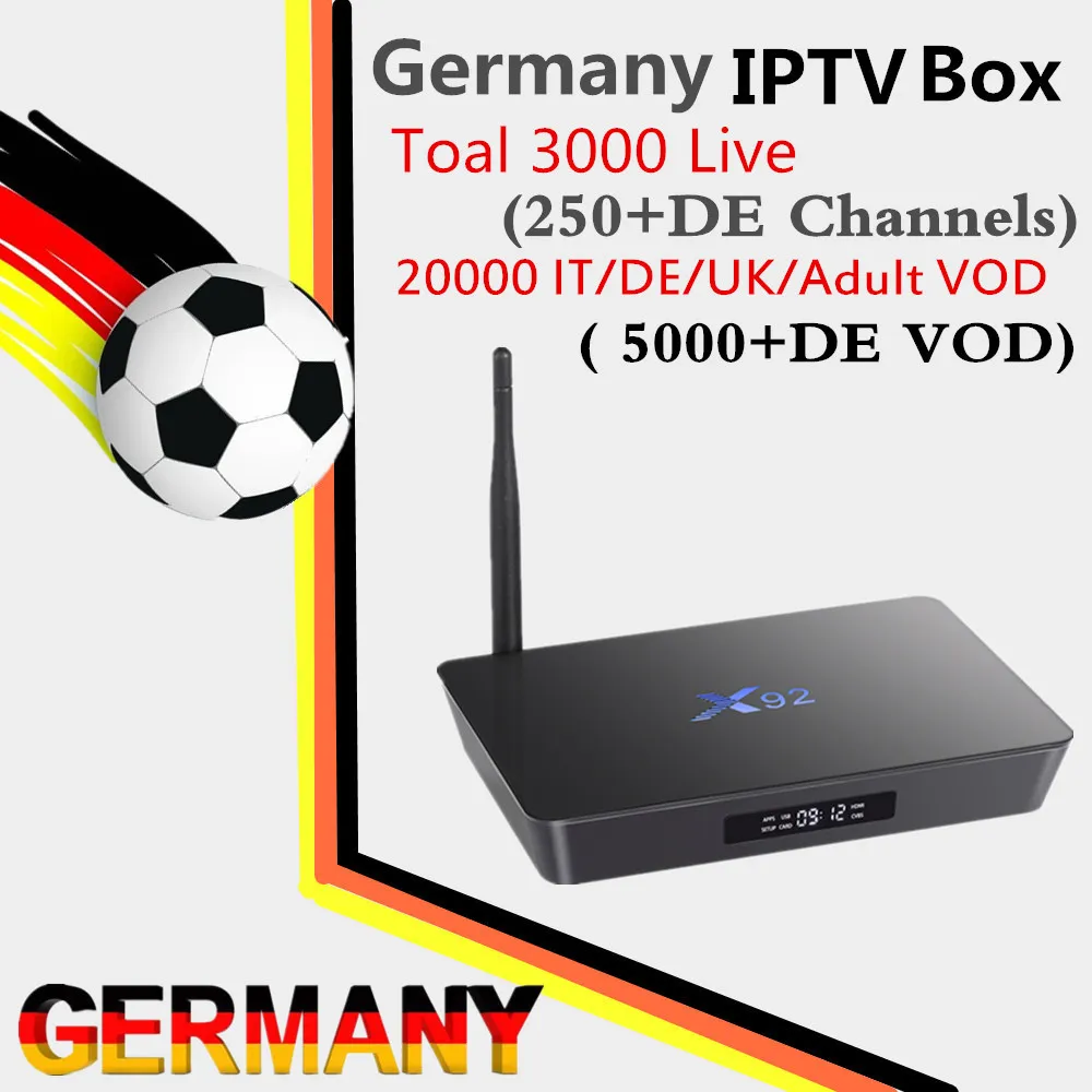 X92 Android 7,1 tv box 2G/16G Amlogic s912 IP tv box Швейцарский Пособия по немецкому языку Италия Франция Великобритания 3000+ Live DE/IT/UK/FR VOD Smart tv ТВ комплект компьютерной приставки к телевизору