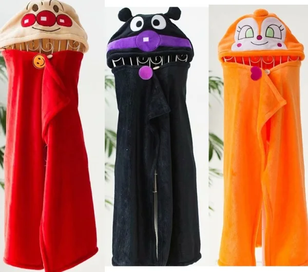 

Plush blanket 1pc 115cm funny Anpanman Baikinman cloak tippet shawl soft flannel office rest toy creative gift for kids baby