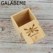 Персональный логотип деревянное обручальное кольцо коробка на заказ невеста и жених имя деревянная коробочка для обручальных колец деревенский Свадебный декор