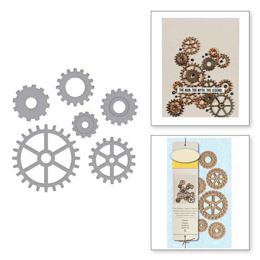 

McDies 6pcs/set gear dies metal cutting dies cut die mold 2019 New Scrapbook paper craft knife mould blade punch stencils dies
