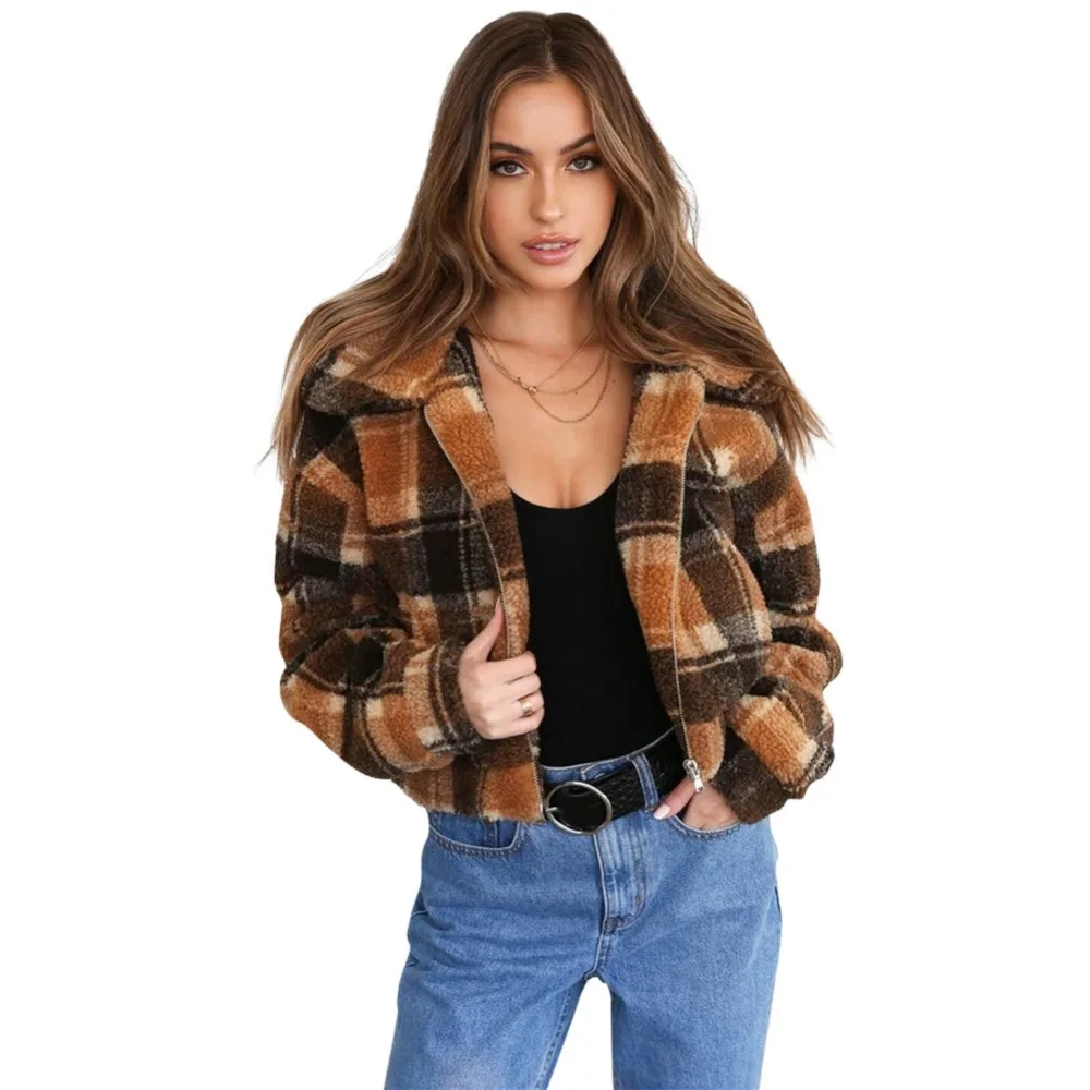 checkered teddy jacket