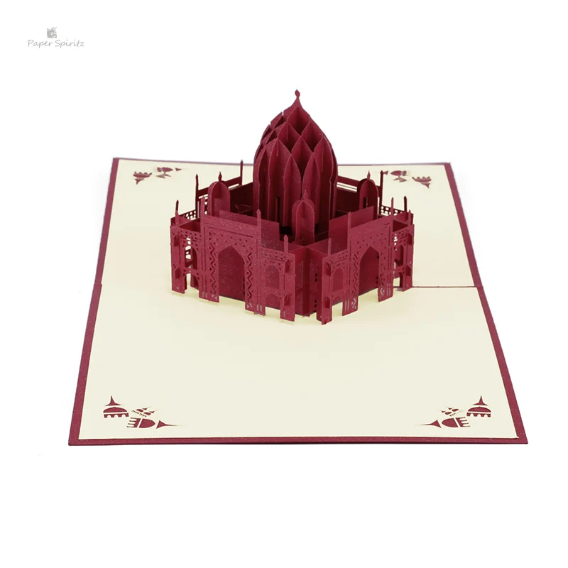  PAPER SPIRITZ Taj Mahal Cards laser 3d Kraft Paper Pop Up Card with Envelope Invitations Greeting G - 32895882303