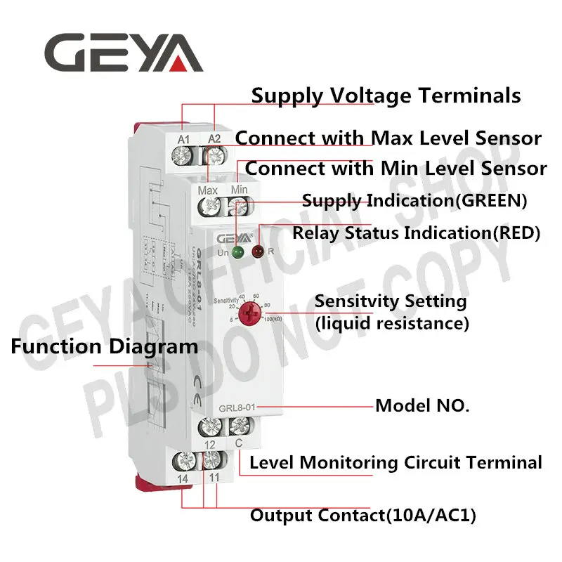 GEYA GRL8 регулятор уровня воды реле жидкости 10A AC DC 24 В 220 В широкий диапазон напряжения водяного насоса реле