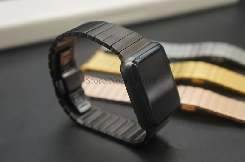 Роскошные нержавеющая сталь браслет из звеньев для apple watch Series 1 2 3 ремешок 38 мм 42 Бабочка Пряжка металлический