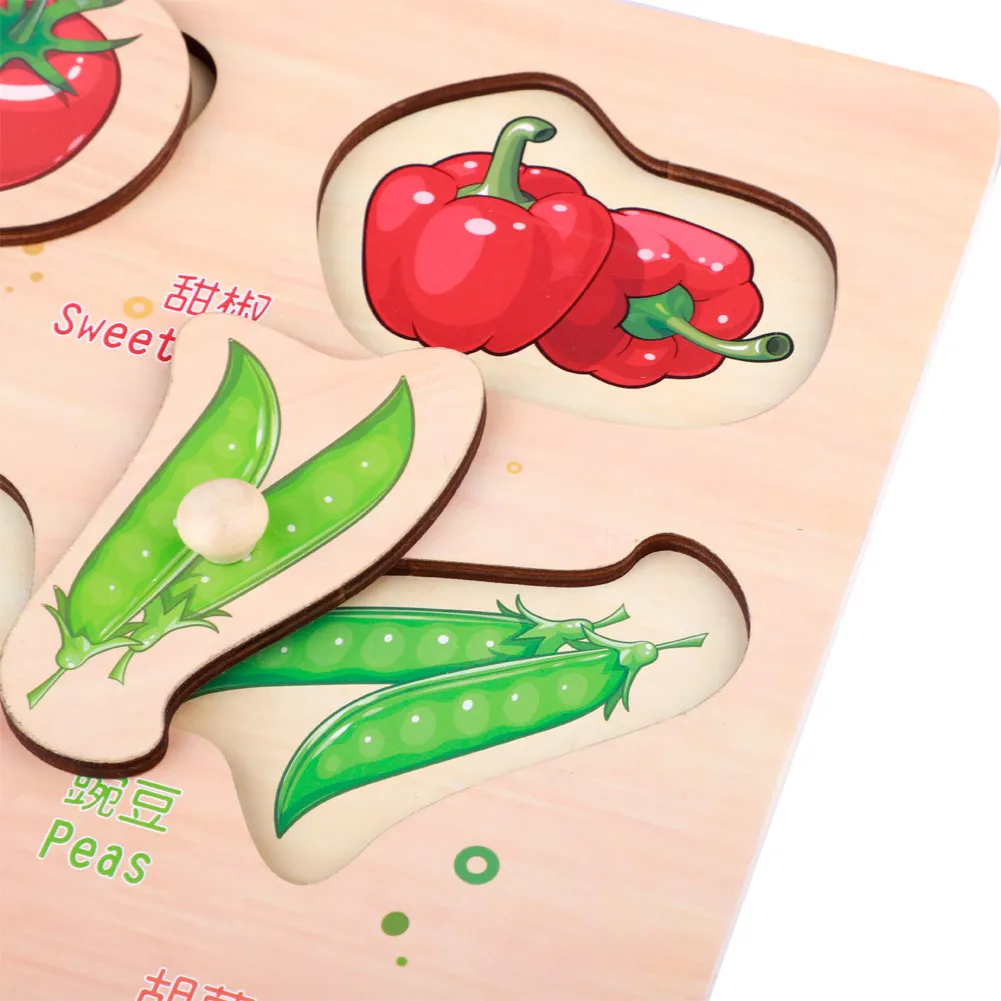 Ручной Захват Когнитивная доска для детей; из дерева образовательные игрушки обучающая головоломка доска игрушки фрукты овощи животные