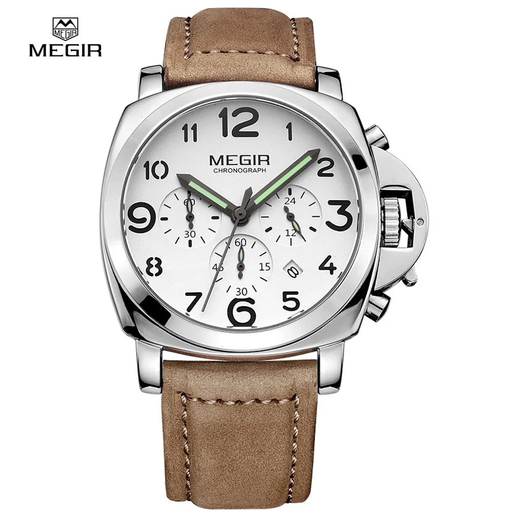 Prix pour Megir hommes montres chronographe casual luxury brand quartz militaire sport montre relogio véritable montre-bracelet en cuir relojes ml3406 Prix pour Megir hommes montres chronographe casual luxury brand quartz militaire sport montre relogio véritable montre-bracelet en cuir relojes ml3406