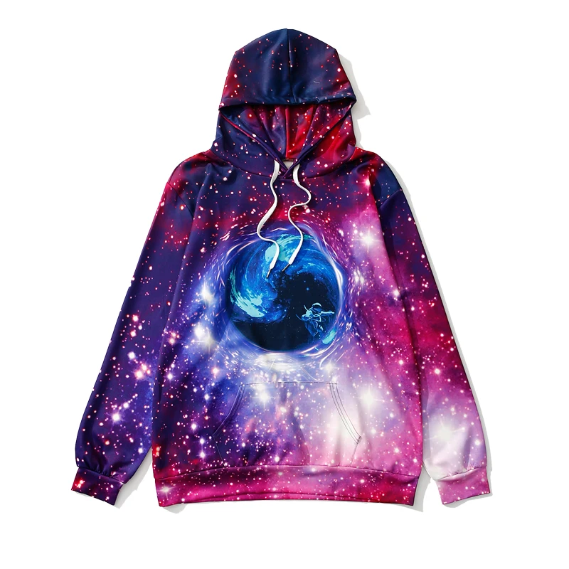 Spring Plus Size Womens Sweatshirts Space Black Hole Printed Hooed Loose Pullovers 2019 New Style Hoodies For Women A140 | Женская