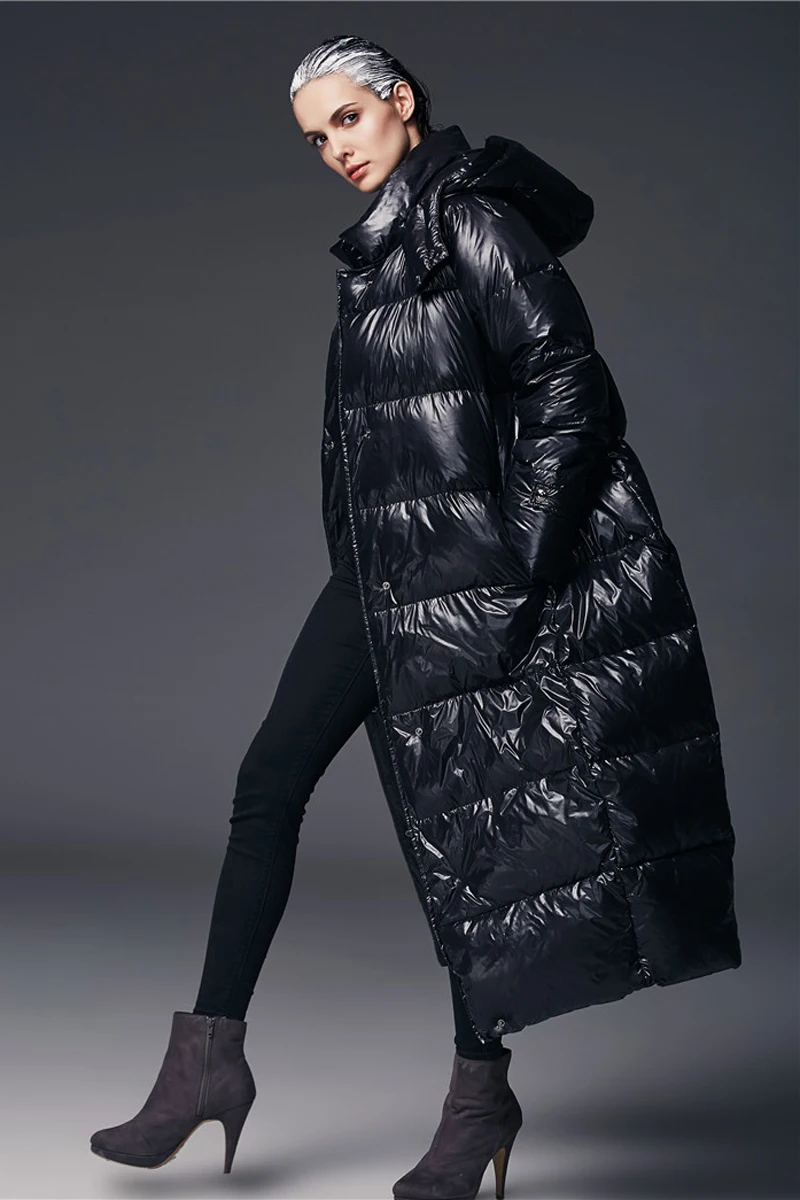 Новинка европейский длинный брендовый дизайн новая зимняя парка большого размера с капюшоном куртки и пальто размера плюс пуховик для женщин с пухом