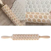 Пасхальные рельефная Скалка резные деревянные выпечки печенье печенье, фондан, пирог тесто роликовая форма куриные цветы печать штамп