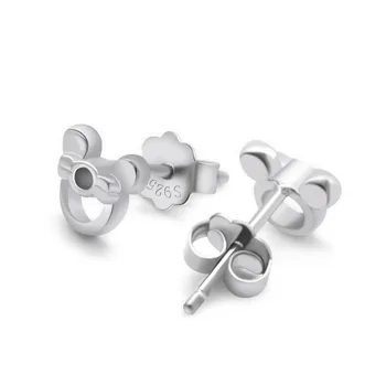 

Cute girl silver stud earring 925 sterling silver mickey pattern design solid silver earrings not allergic girl favorite jewelry