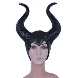 Для женщин Ангелина Maleficent Латекс Маска Хэллоуина фильм Maleficent Horns головной убор маски маскарад Маскарадный костюм реквизит
