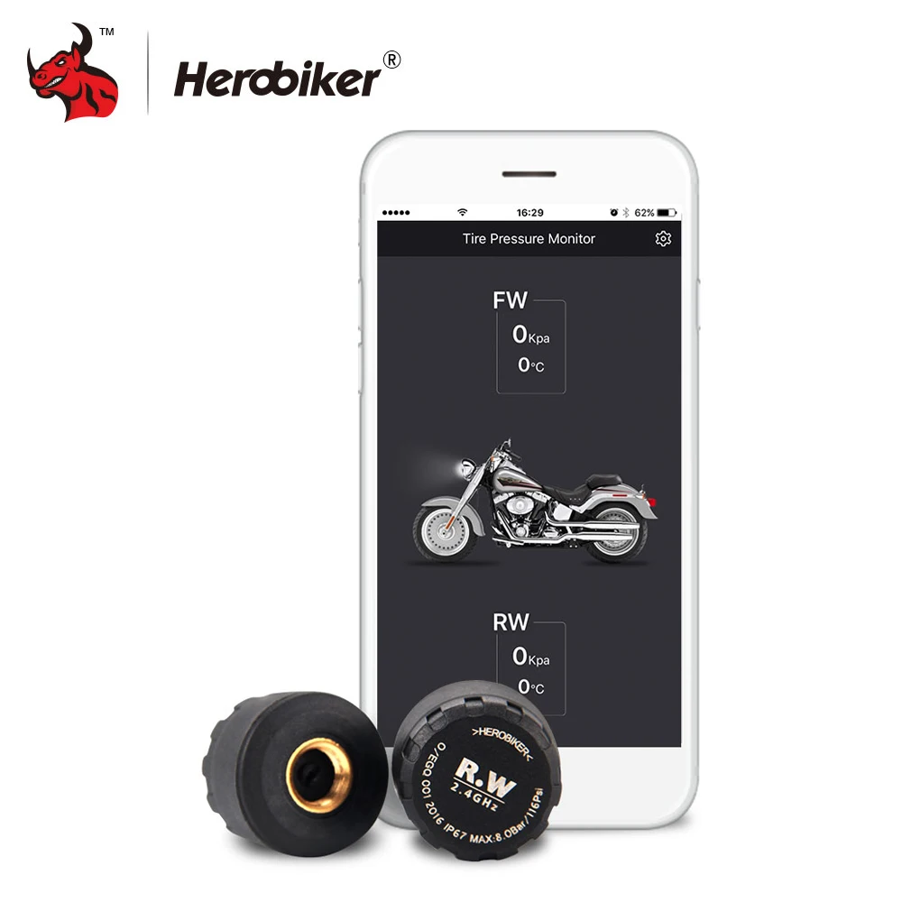 Система контроля давления в шинах HEROBIKER Bluetooth датчик с 2 внешними датчиками|sensor