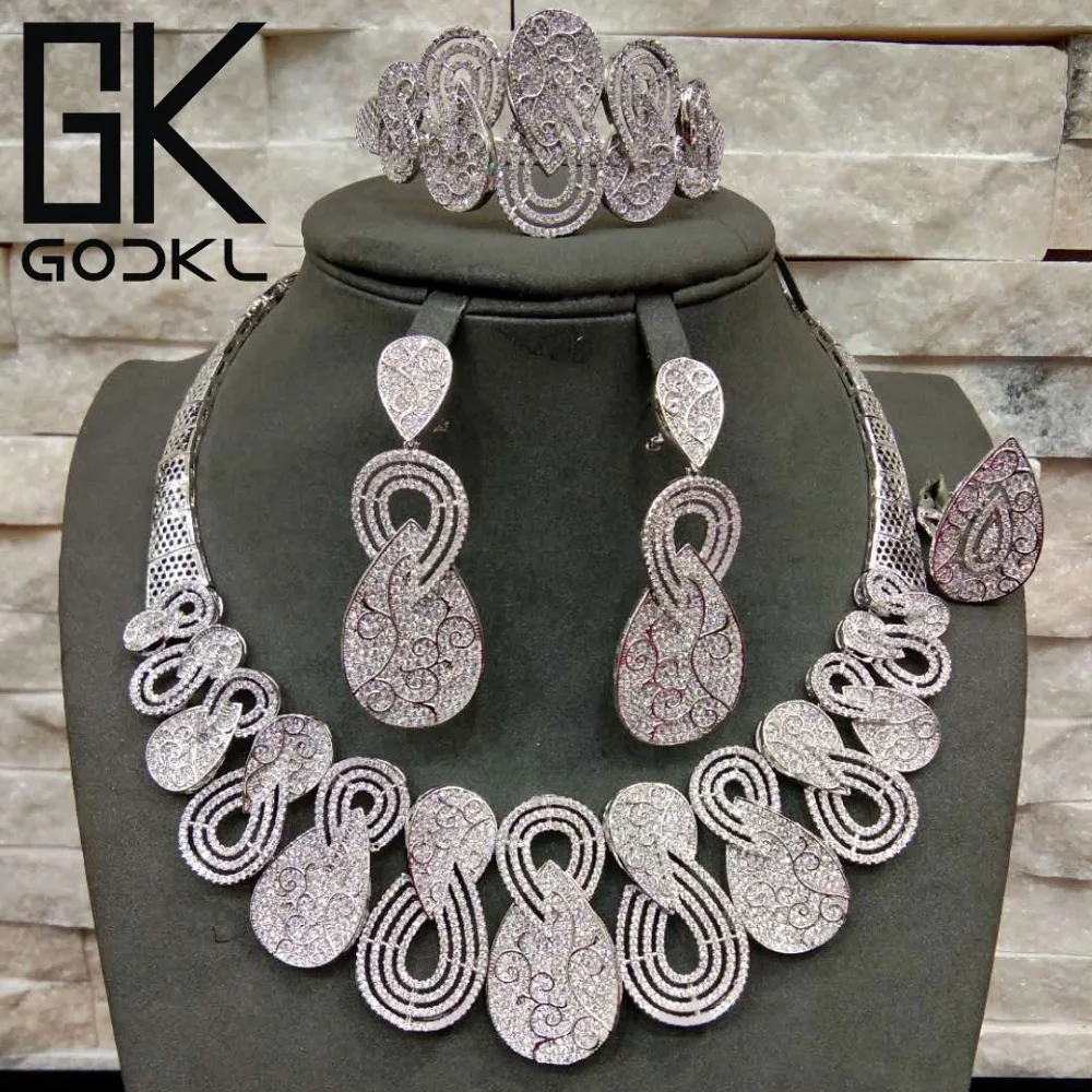 

GODKI Luxury Infinity Women Wedding Cubic Zirconia Choker Necklace Earring Saudi Arabia Jewelry Set Jewellery Addiction