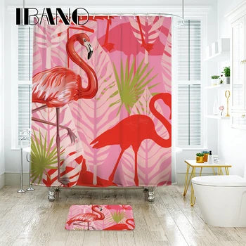 

IBANO Wedding Flamingo Pattern Shower Curtain Waterproof Polyester Fabric Curtain for The Bathroom Accessories Home Decor