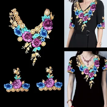 

Embroidery Big Flower Lace Neckline Fabric DIY Lace Collar Fabrics For Patchwork Sewing Collar Applique DIY Accessories