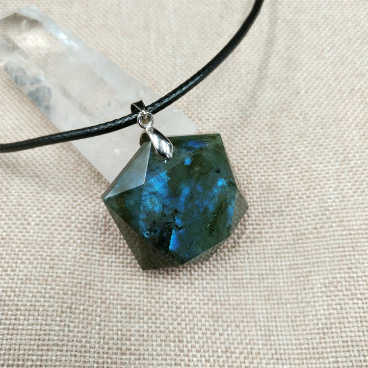 Натуральный feldspar шестиугольная звезда кулон ожерелье лунный камень