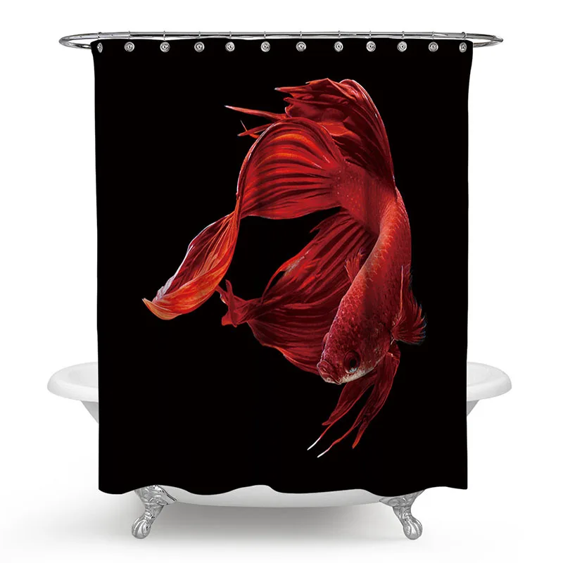 

Polyester Shower Curtain 3D Painted Fish Modern Shower Curtain Bath Screens Bath Scenery Waterproof Bathroom Curtain 180x180cm
