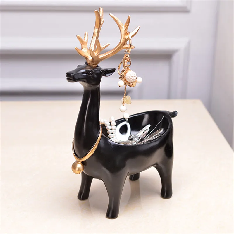  Modern Resin Deer Statue Sculpture Living Room Bedroom Decor Jewelry Key Storage Box Organizer Anim - 32954761283