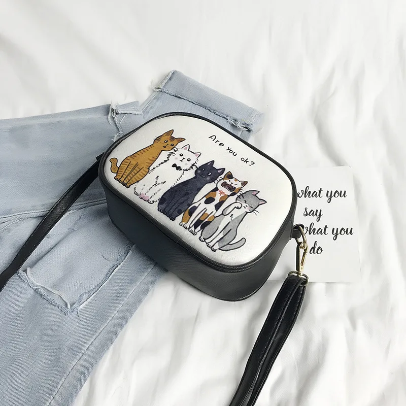 

Cartoon Animal Cat Women Messenger Bags Crossbody Soft PU Leather Shoulder Bag Rabbit Zebra Mini Fashion Women Bags Handbags