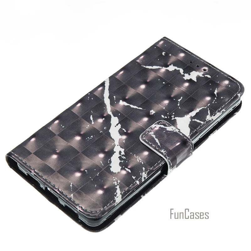 Leather Wallet Flip Marble Case For Huawei P8 Lite Phone Cover Accessory Black For huawey huwei huawai hauwei huaewi huawe