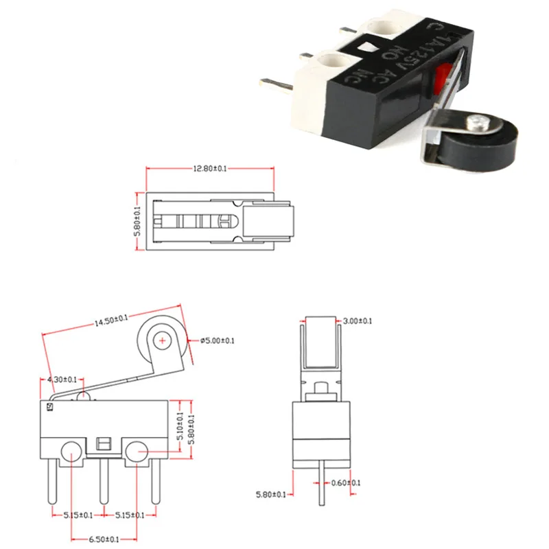 10 шт. концевой выключатель мини микро мышь Кнопка Такт переключатель 1A 125 В AC 3 контакта микропереключатель