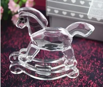 

Free Shipping baby shower gifts party favors Crystal Crystal Toy rocking Horse Favor baby birthday souvenir gift 100pcs/lot