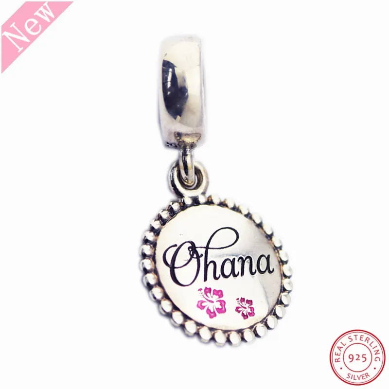 

Popular 925 Sterling Silver Ohana Necklace Pendant Charm Beads DIY Fit PANDORA Charms for Jewelry Making FL694