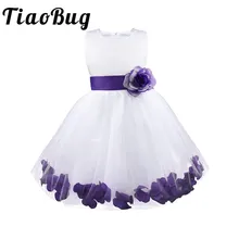 Tiaobug детская, для новорожденных девочек и рисунком в виде цветочных лепестков для детей, детей ясельного возраста элегантное платье для торжеств vestido infantil фатиновые торжественные Платья для вечеринок