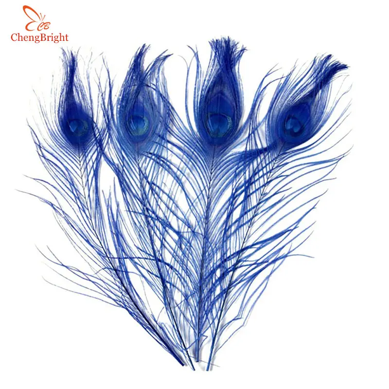 

ChengBright Nice 10Pcs/lot Royal blue Natural Peacock Feathers Length 25-32CM 10-13inch Peacock Feather Diy Jewelry Decorative