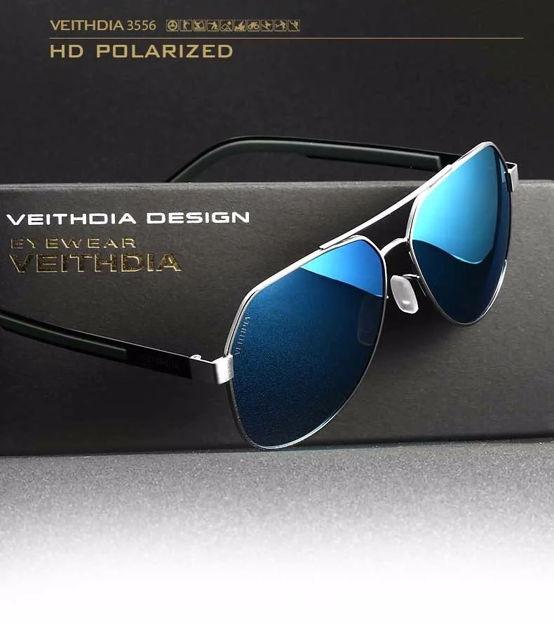 VEITHDIA с УФ-защитой Pilot, поляризационные солнцезащитные очки для женщин Для мужчин Брендовая Дизайнерская обувь Винтаж UV400 Для женщин солнцезащитные очки, аксессуары для Для мужчин/Для женщин 3556