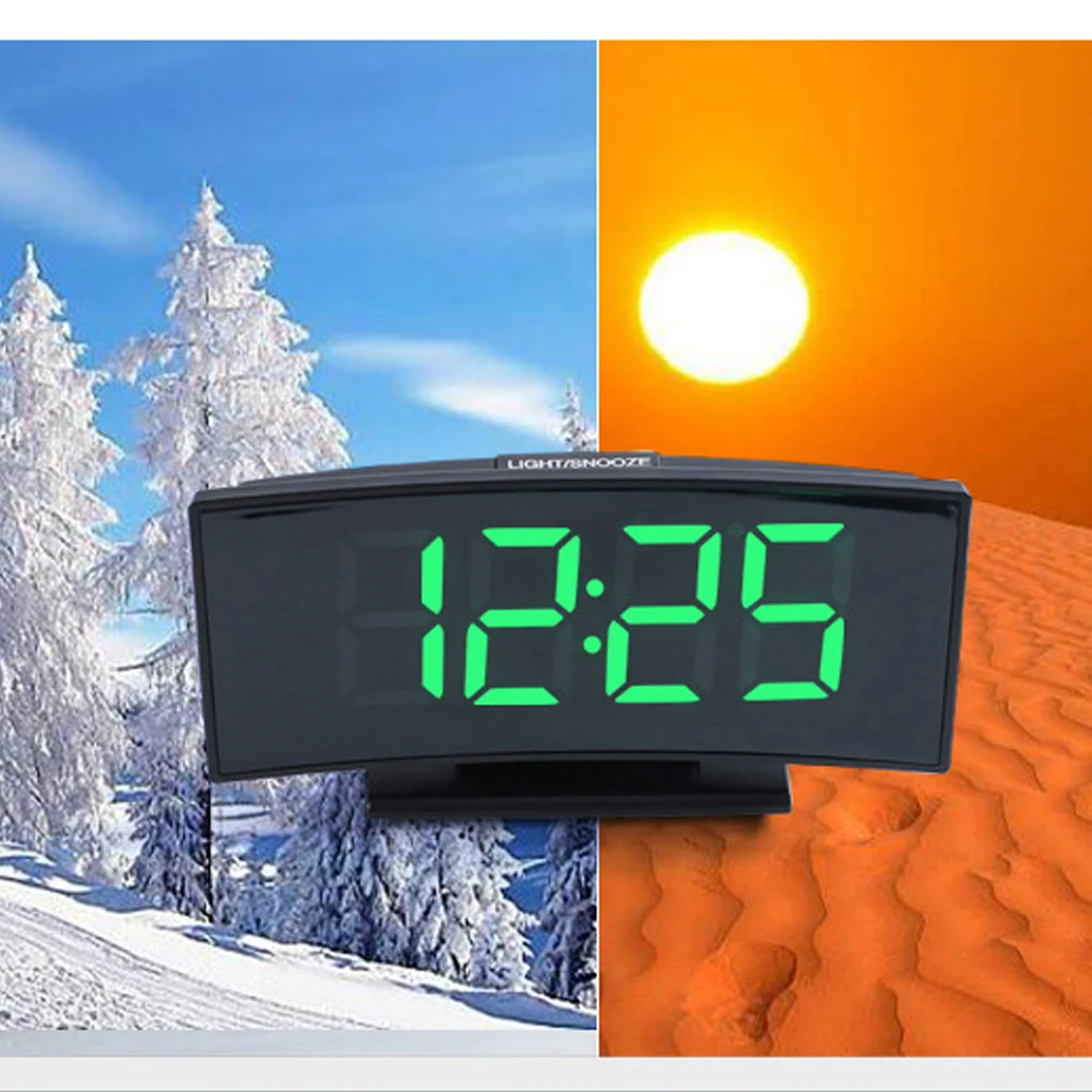 3 в 1 цифровые часы с термометром и календарем, многофункциональные электронные настольные часы с большим экраном, бесшумный светодиодный Будильник с зеркалом