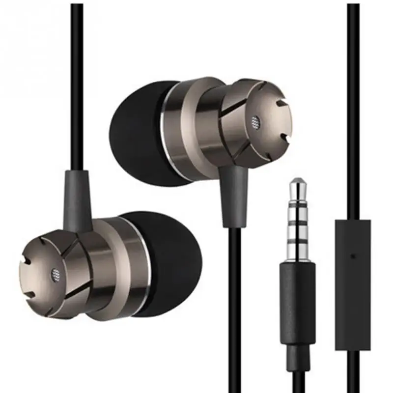 3,5 мм разъем шумоизоляция наушники-вкладыши наушники для MP3/mp4 плееров с микрофоном бас металлическая гарнитура для ios/xiaomi - Цвет: black
