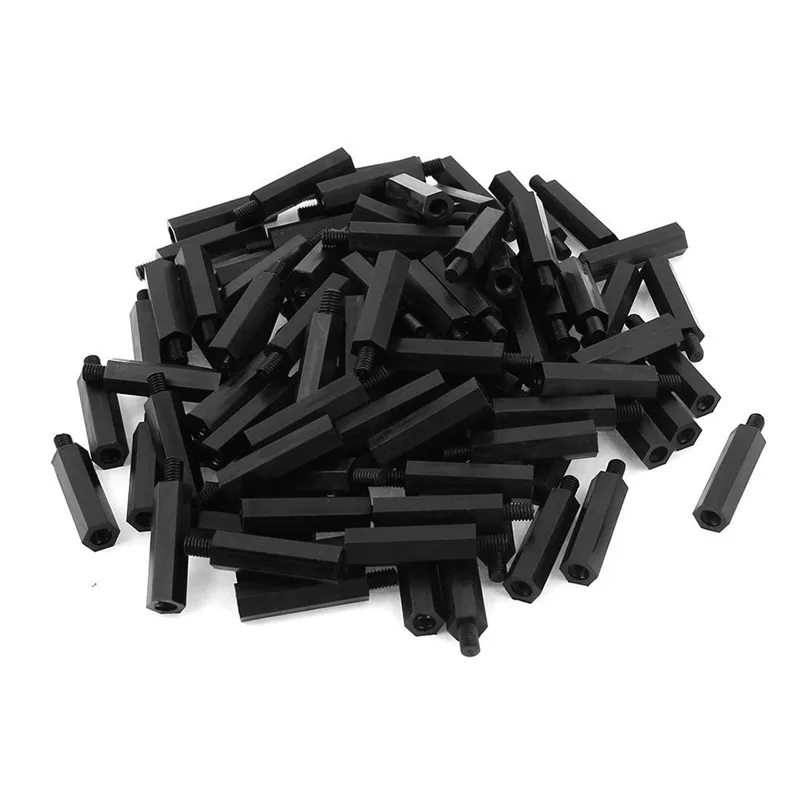 

M4 25+6mm Male Female Thread Nylon Hex Standoff Spacer Pillar 100pcs