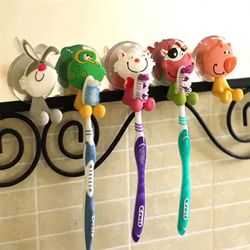 

5pcs Different Creative Cute Cartoon Animals Style Strong Suction Cup Toothbrush Holders