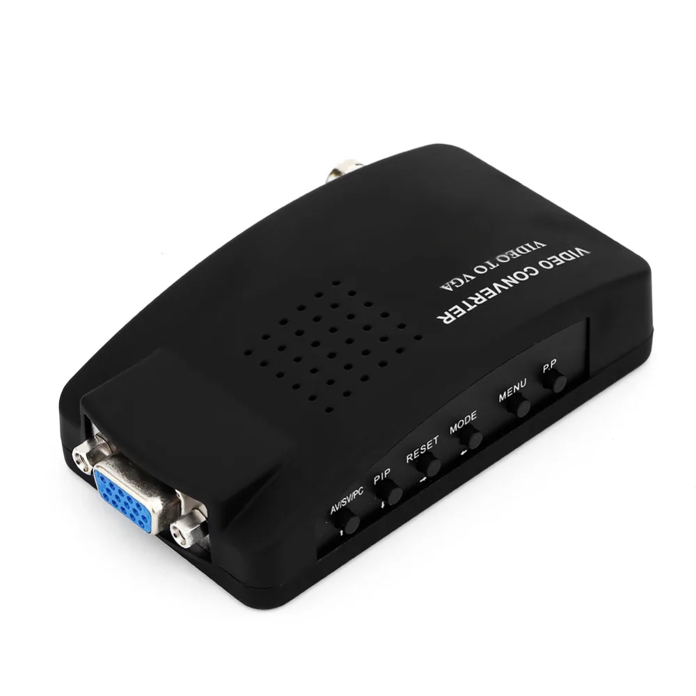Black Color TV BNC Composite S video VGA In to PC VGA LCD Out Converter