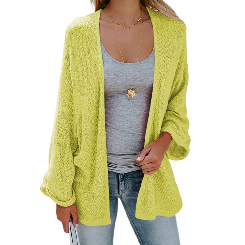 

knitted O-Neck cardigans 2019 style fashion woman sweat cotton casual computer batwing sleeve solid thin sweater