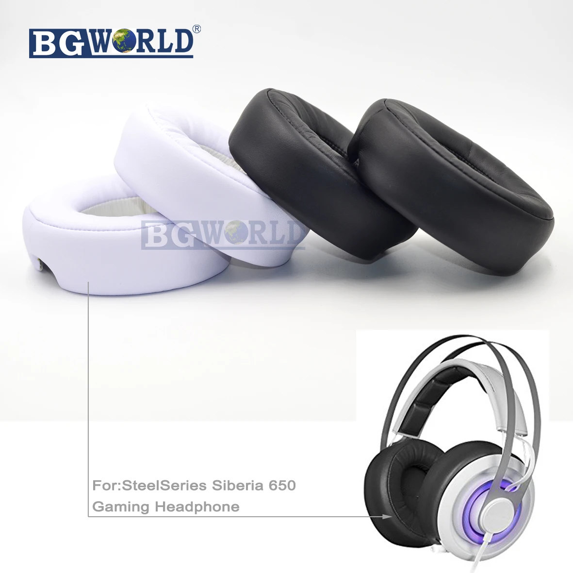 

BGWORLD Replacement Replace ear pads cushion earpad cover foam Pillow for SteelSeries Siberia 650 Gaming Headphone part headset