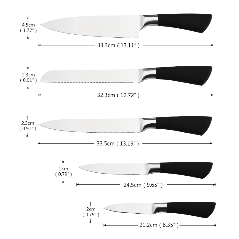 5 шт. набор кухонных ножей с черной ручкой антипригарным покрытием|knife set|kitchen knife